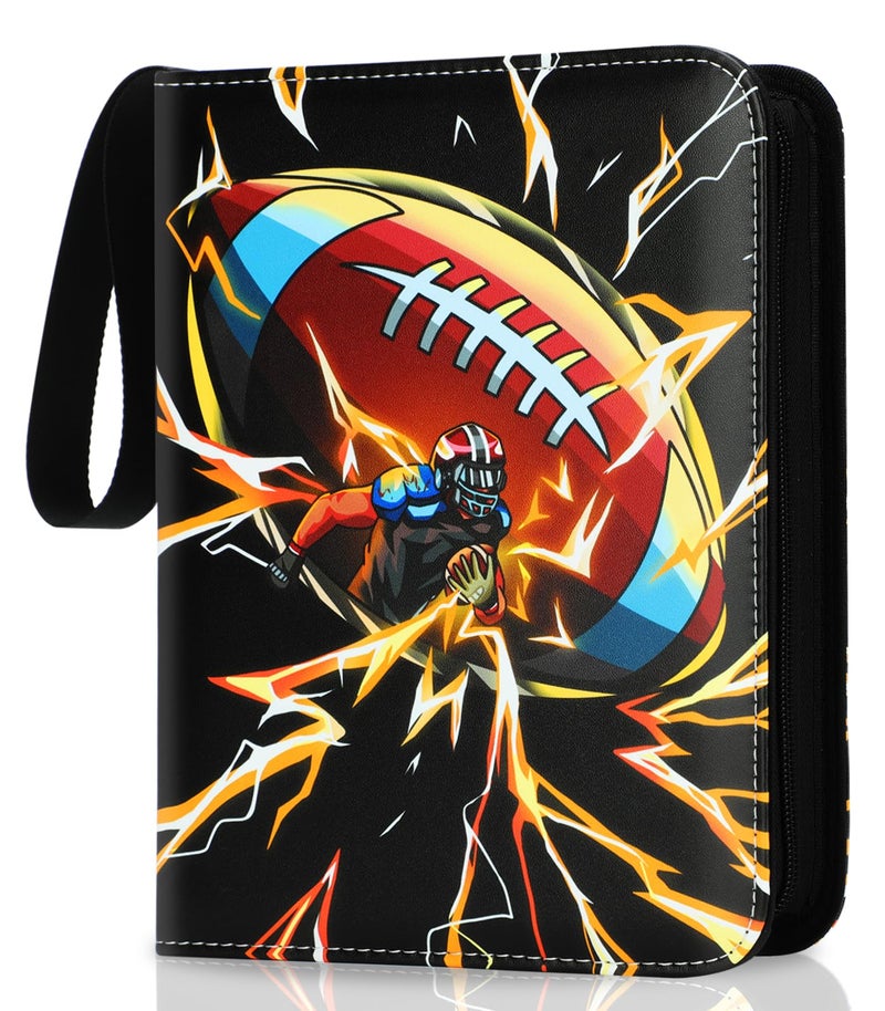 Rkssws Football Card Binder, 900 Pocket Football Card Holder with 50 Removable Sleeves, Creative Design Zipper Sports Card Binder Sheets Display Storage for Collectors Boys and Girls Gift (900 CARD) - Image 1