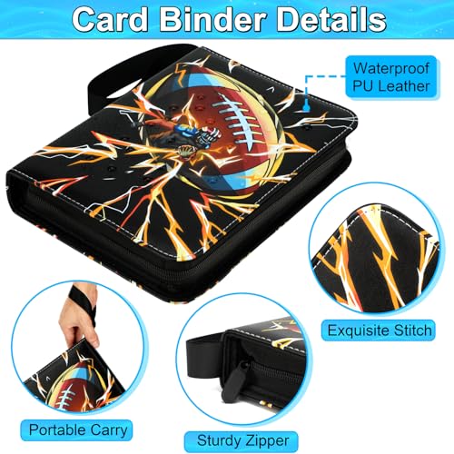 Rkssws Football Card Binder, 900 Pocket Football Card Holder with 50 Removable Sleeves, Creative Design Zipper Sports Card Binder Sheets Display Storage for Collectors Boys and Girls Gift (900 CARD) - Image 3