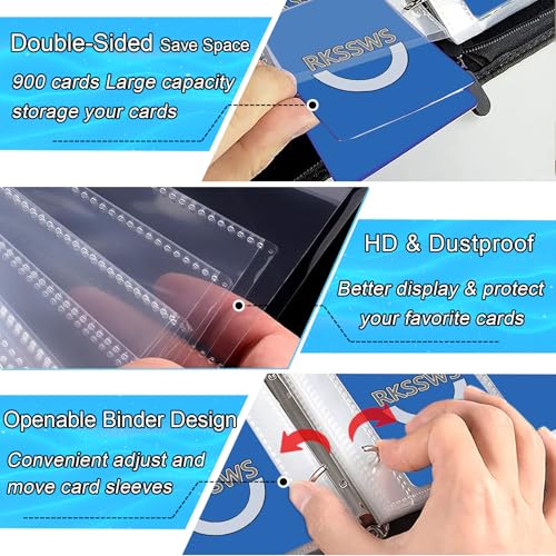Rkssws Football Card Binder, 900 Pocket Football Card Holder with 50 Removable Sleeves, Creative Design Zipper Sports Card Binder Sheets Display Storage for Collectors Boys and Girls Gift (900 CARD) - Image 5