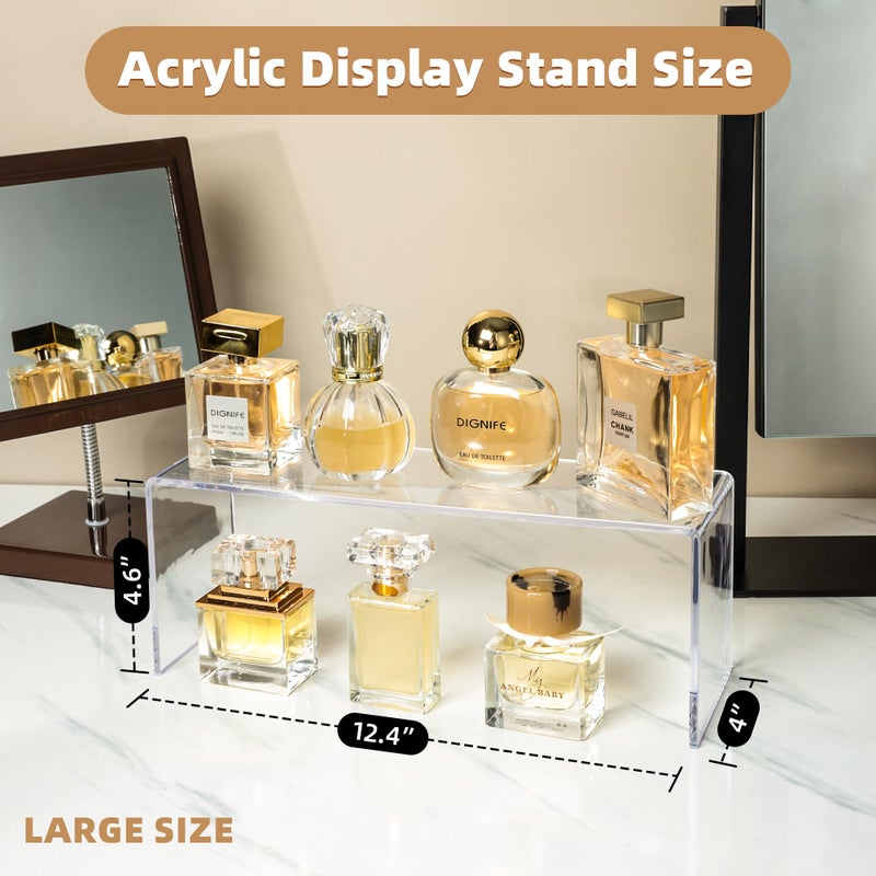 Aminigram 8 Pack Large Acrylic Risers Display Stands, Perfume Organizer Stand, Clear Acrylic Shelf for Show Display, Toys, Cupcake, Dorm, Classroom, Livingroom Decor and More(12.4 x 4 x 4.6 inches) - Image 2