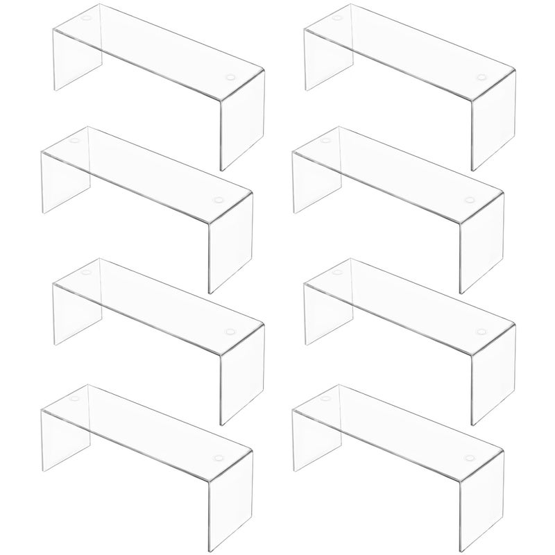 Aminigram 8 Pack Large Acrylic Risers Display Stands, Perfume Organizer Stand, Clear Acrylic Shelf for Show Display, Toys, Cupcake, Dorm, Classroom, Livingroom Decor and More(12.4 x 4 x 4.6 inches) - Image 1