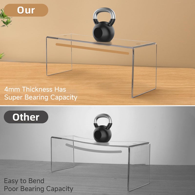 Aminigram 8 Pack Large Acrylic Risers Display Stands, Perfume Organizer Stand, Clear Acrylic Shelf for Show Display, Toys, Cupcake, Dorm, Classroom, Livingroom Decor and More(12.4 x 4 x 4.6 inches) - Image 4