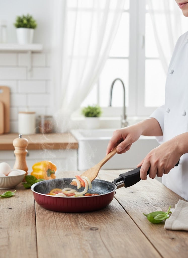 تروفال مقلاة ألمنيوم غير لاصقة بمقبض مقاوم للحرارة، لون أحمر/أسود، مقاس 14 سم - Image 2