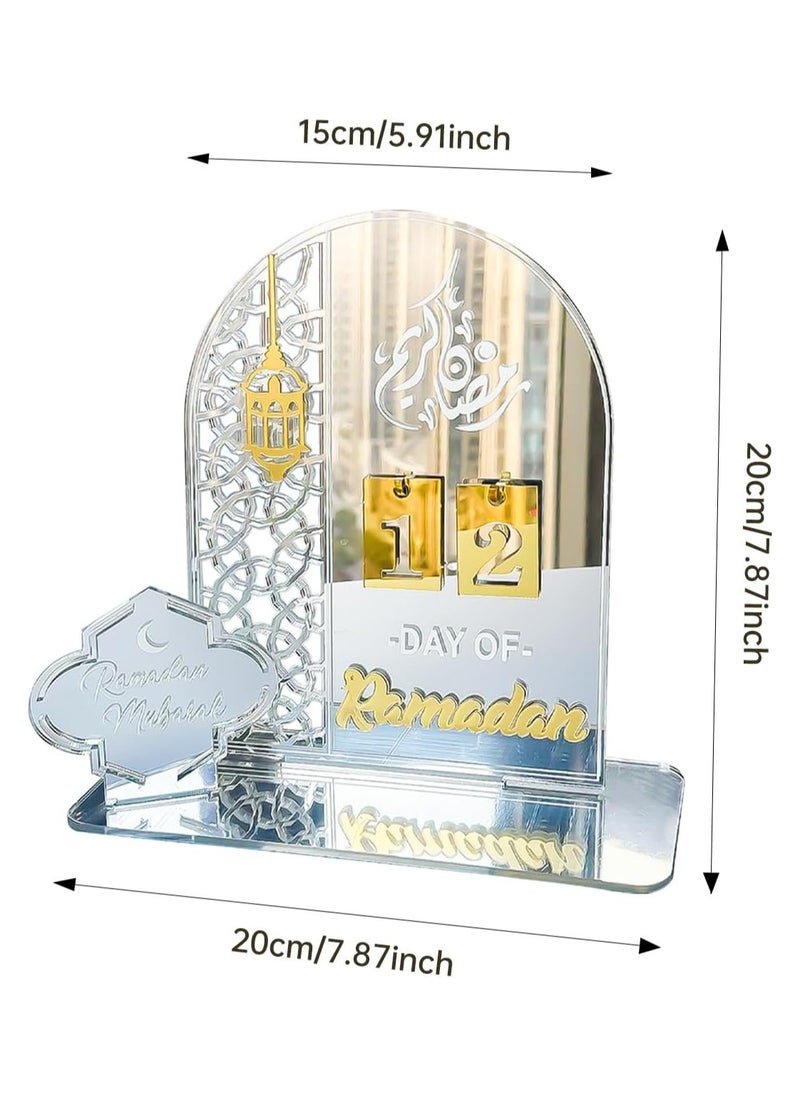 Eworld Ramadan Wooden Advent Calendar, Elegant Countdown Decoration with Acrylic Craft Ornaments for Home, Eid Celebrations, and Kids' Gifts, Featuring a 30-Day Countdown  - Image 2