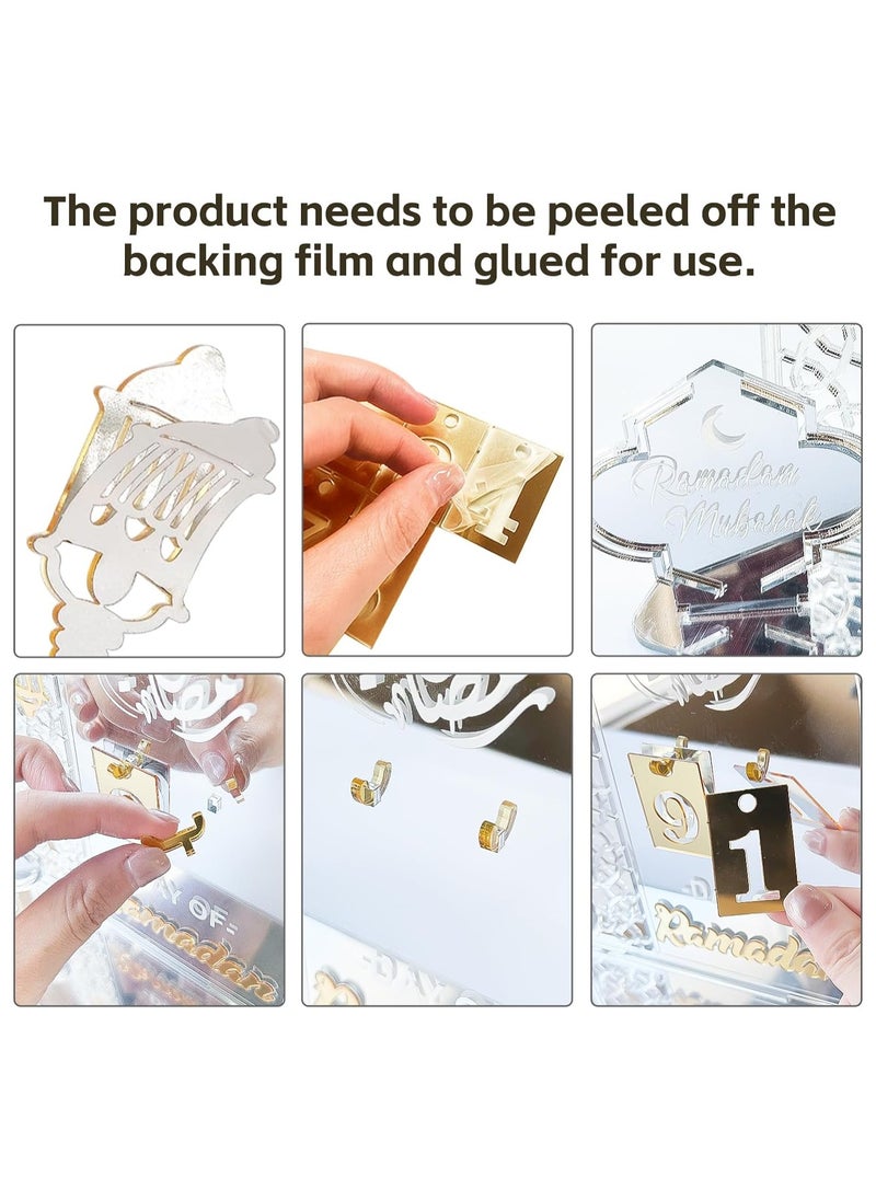 Eworld Ramadan Wooden Advent Calendar, Elegant Countdown Decoration with Acrylic Craft Ornaments for Home, Eid Celebrations, and Kids' Gifts, Featuring a 30-Day Countdown  - Image 4