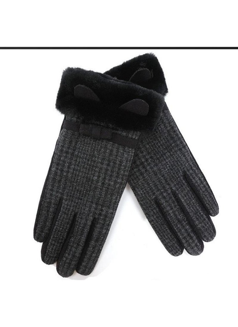 Golovejoy - Women's Warm Plush Windproof And Cold Proof Lovely Gloves - Image 1