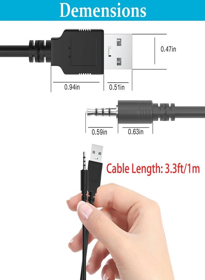 Warmstor 2-Pack 3.3-Feet USB 2.0 Type A Male to 3.5mm AUX Male Charging Cable Charge Cord for MP3 MP4 Players, Headphones, Speakers, Watches, Boombox - Image 3
