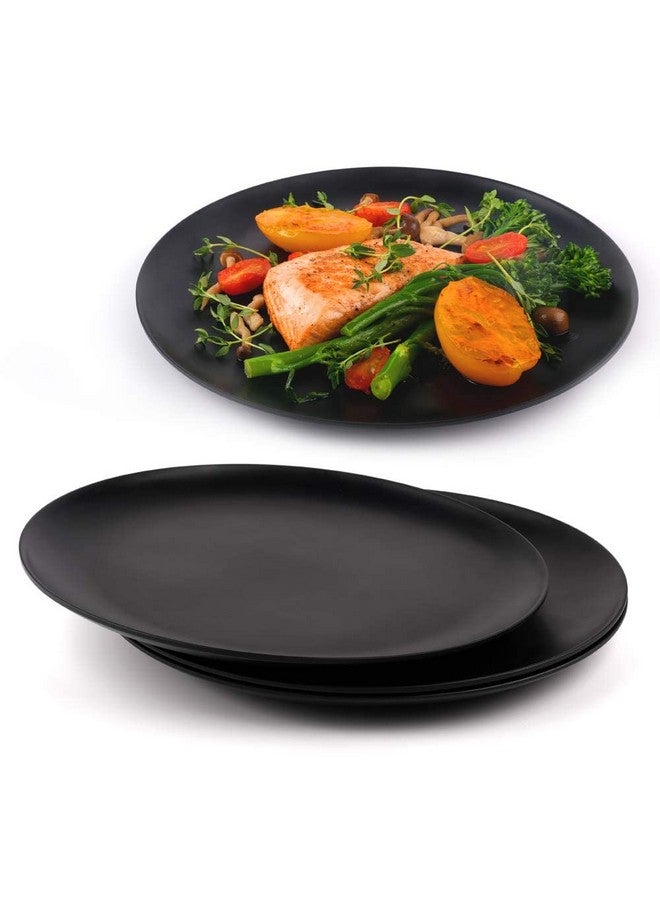VolCraft Ceramic Black Matte Full Size Dinner Plates, Dinnerware Serving Plate Thali, Ceramic Plates for Dinner, Snack Plate,Size 10 inch, Microwave Safe,Oven Safe Set of 6 Plates - Image 1