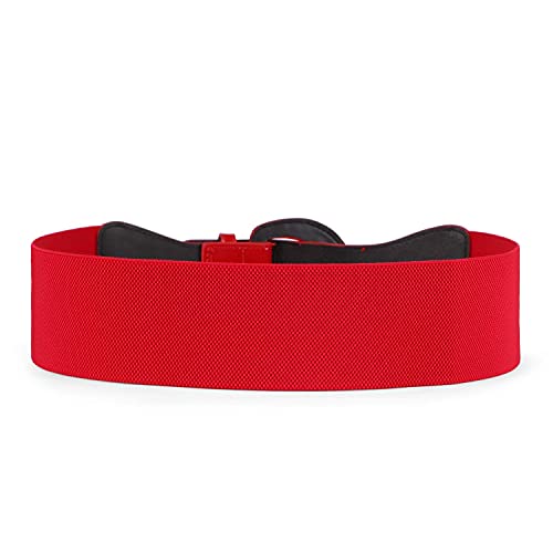 JASGOOD Women Wide Stretch Belt,Vintage Chunky Buckle Elastic Waist Belts Patent Leather Belt 50s Belt for Dress - Image 5