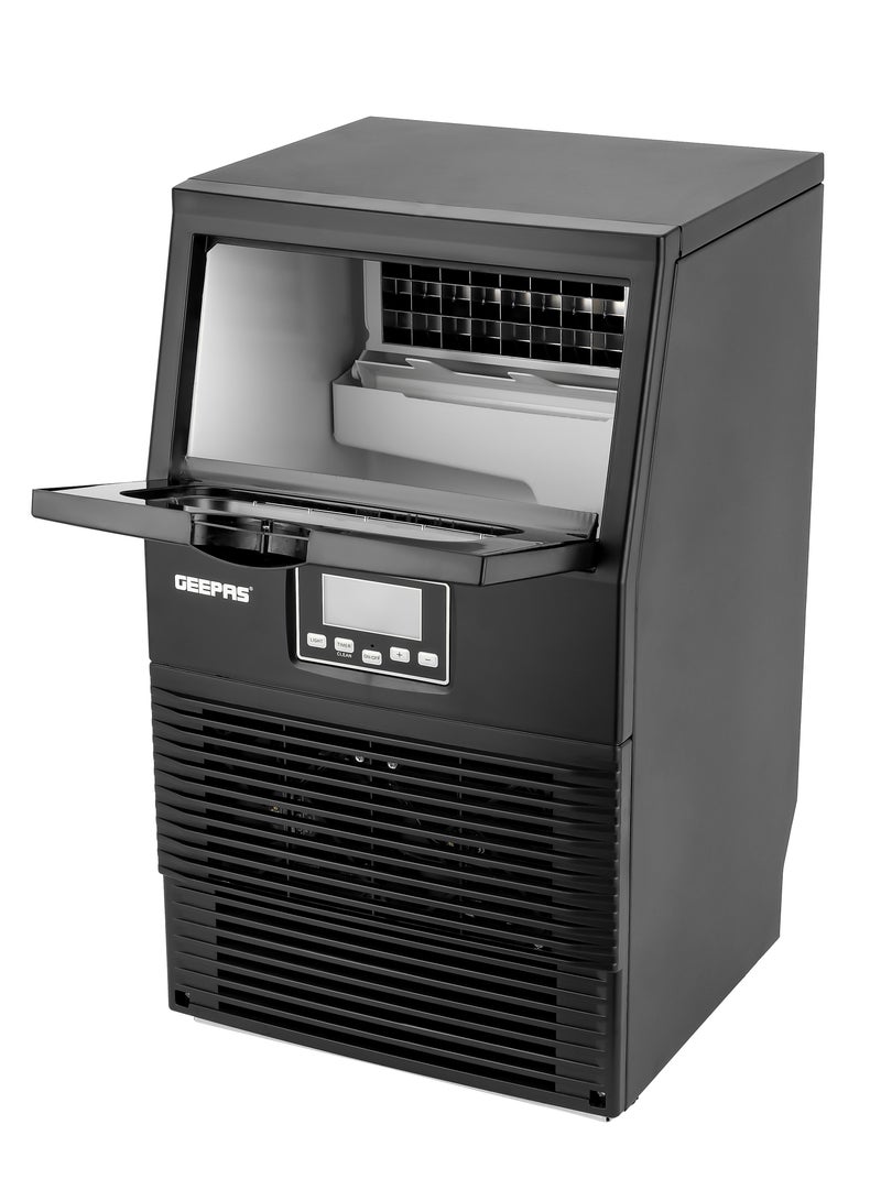 Geepas Automatic Ice Maker, Production Capacity 30 Kg/24 Hrs , Water Container Capacity 1L, Ice Container capacity 4Kg/10L, Auto Shut Off, Drain Plug, Shovel, PE Tube, Drain Tube, Connecter 30 kg 210 W GIM63061 Black - Image 2