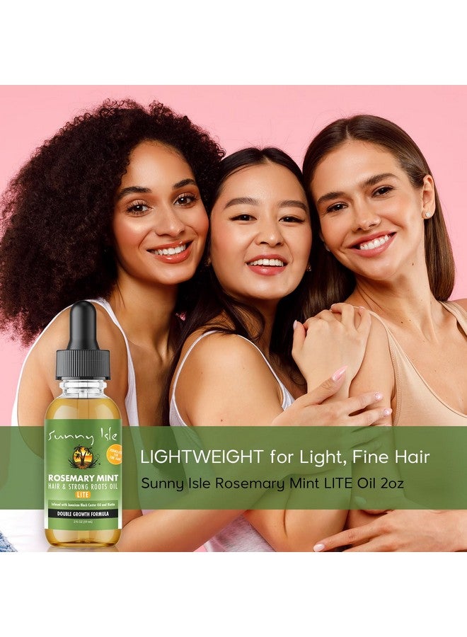 Sunny Isle Rosemary Mint Hair And Strong Roots Oil Lite 2Oz | For Light, Thin Hair | Infused With Biotin & Jamaican Black Castor Oil | Nourish Hair Follicles | Dry Scalp, Split Ends - Image 2