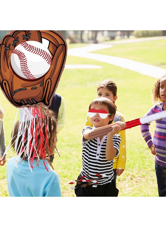 Ferraycle Baseball Piñata With Blindfold Bat For Birthday Party Softball Paper Piñata Sports Balls Confetti Baseball Birthday Party Supplies For Birthday Party Decorations 13.19 X 13.19 X 3 Inch(Cool) - Image 5