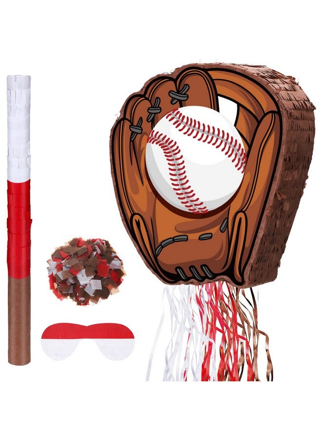 Ferraycle Baseball Piñata With Blindfold Bat For Birthday Party Softball Paper Piñata Sports Balls Confetti Baseball Birthday Party Supplies For Birthday Party Decorations 13.19 X 13.19 X 3 Inch(Cool) - Image 1