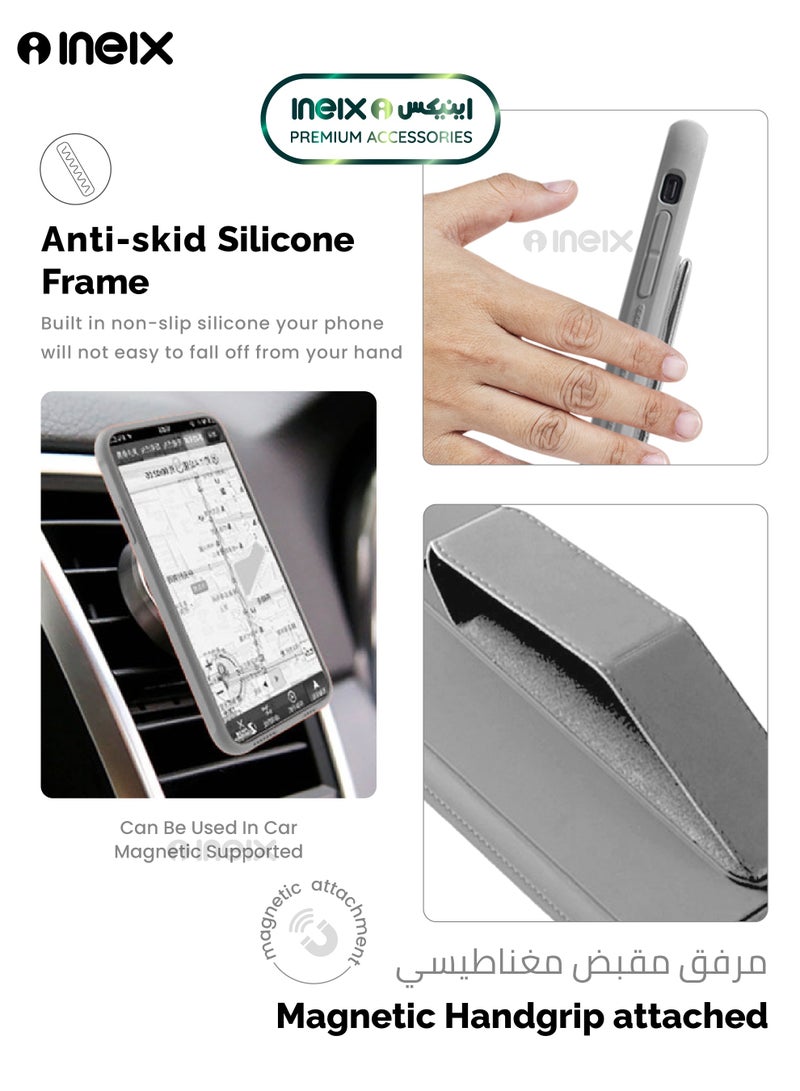 إينيكس جراب حماية 3 في 1 مغناطيسي ذو مسند للهاتف سامسونج جالكسي ايه 05 اس-رمادي - Image 4