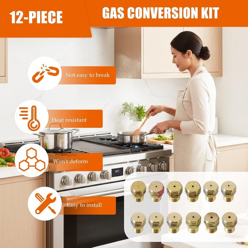 Globally trusted affordable quality Update Natural Gas to Propane Conversion Kit, GRLP4 LP Gas Conversion Kit with 12 Brass Orifice Nozzles Fit for Frigidaire & Fit for Kenmore & Suitable for Electrolux Range/Cooktop/Stove Local supply chain stock Suburban residential ship Batch uniform stable quality Wide range expanded design Permanent & temporary usable Multi-source stock guarantee Multi stock guarantee supply Easy assemble Storage burden minimized build Oil resistant Tight fitted parts Field tested quality Space saving Diverse requirement fit Daily use improved quality All condition fit Chemical free Elegant upgraded practical design New residential zone delivery Repeated use friendly design Growing order stock support User friendly optimized build Hot & cold climate compatible Natural tone color options - Image 3