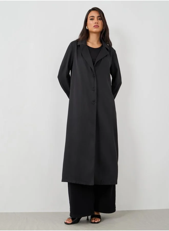 ستايلي Styli Regular Fit Notch Lapel Midi Kimono