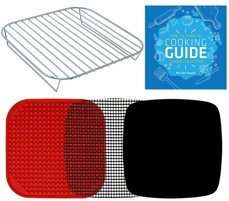 INFRAOVENS Air Fryer Rack Accessories Compatible with Cosori Dash Chefman Secura Nuwave Emeril Lagasse Philips Cozyna  More 5pcs Stainless Steel Air Fryer Accessories with Air Fryer Heat Resistant Mats 
