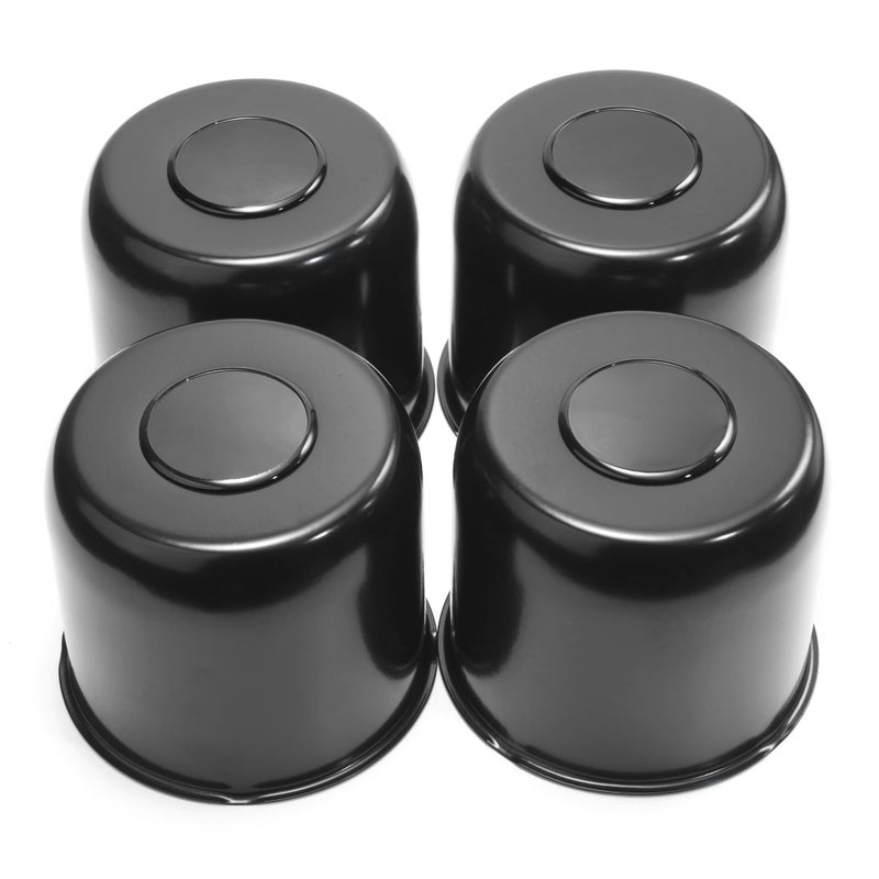RTRHINOTUNING 4pcs 488inch Push Through Wheel Center Caps Black for Truck Trailer SUV RV Hub Caps