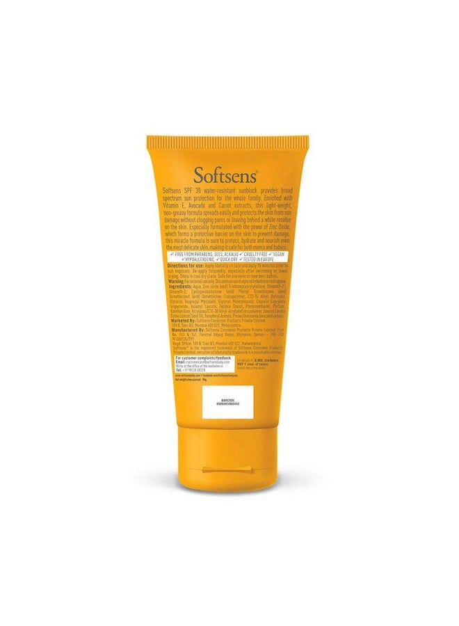 Softsens Sunblock Spf 30 Lotion | Enriched With Vitamin E, Avocado & Carrot Extracts | For Babies & Parents | 50G Pack Of 1 - Image 2