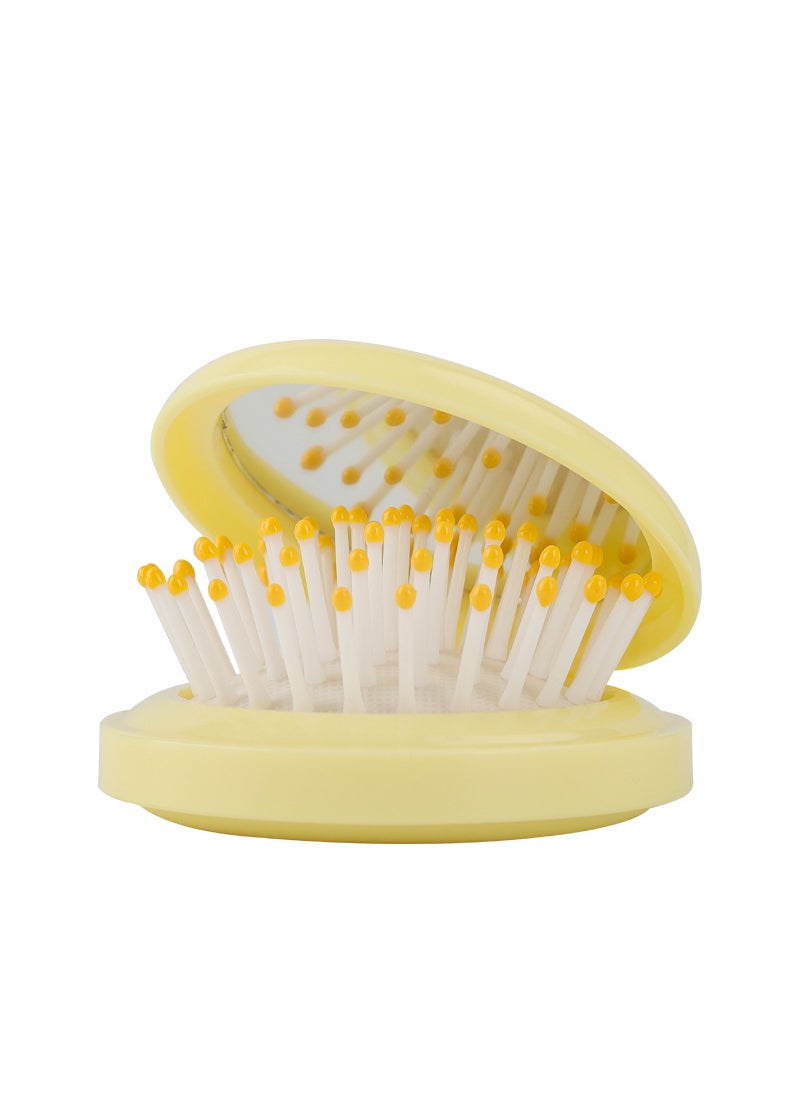 Generic Portable Folding Macaron Air Cushion Comb Pure Color Knot-Free Smooth Hair Massage Comb with Logo Customizable Plastic Hairbrush Yellow 