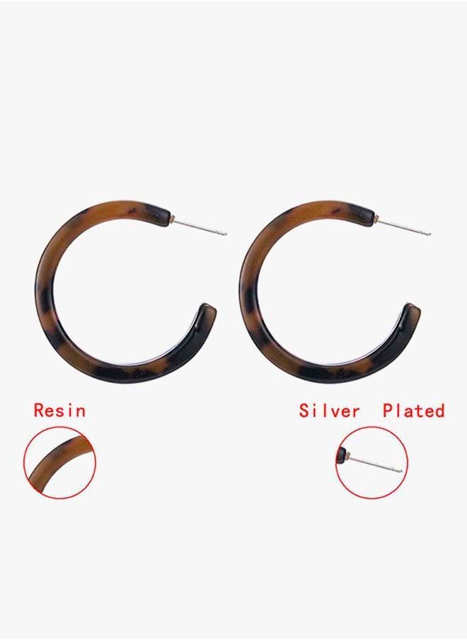 NIBEMINENT - Resin Hoops Earrings Coffee - Image 1