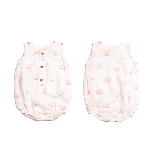 Masilo 100% Organic Cotton Baby Romper Multipack/Set of 3 Infant Wear/Soft and Comfortable Newborn Clothing/Print, Solid and Striped Front Buttoned Bodysuit/Onesies - Rainbow - Image 4
