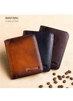 Generic Portable Business Men's Genuine Leather Anti-theft Brush Ultra-thin Multi-card Slot Short Wallet Wallet Black  - Image 2