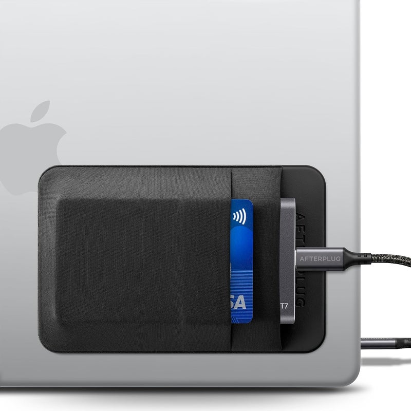 جيب لاصق لحمل الكمبيوتر المحمول، متوافق مع SSD محمول خارجي، ماوس ماجيك، كابل USB والمزيد - أسود - Image 1
