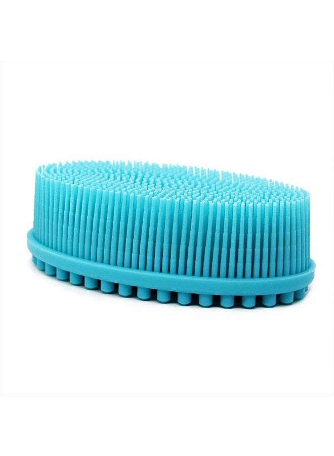 DNC Exfoliating Silicone Body Scrubber Shower Bath Body Brush Easy to Clean, Lathers Well, Eco Friendly, Long Lasting (Blue） - Image 1
