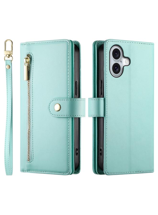 S-TOP Case For iPhone 16 Nine Card-slot Zipper Wallet Bag Leather Phone Case - Image 2