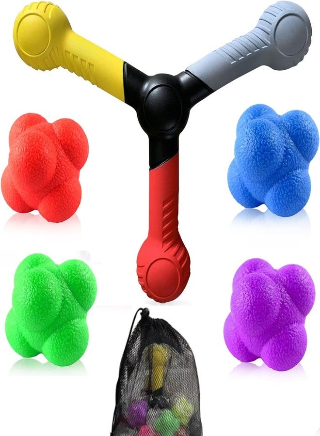 MUSKULO MONSTRO 5 PCs Reaction Speed Training Tools Kit, 1 Hand Eye Coordination Stick, 4 Rubber Reaction Balls, Improve Reflex, Agility and Focus for Sports, Exercise and Fun for All Ages - Image 1