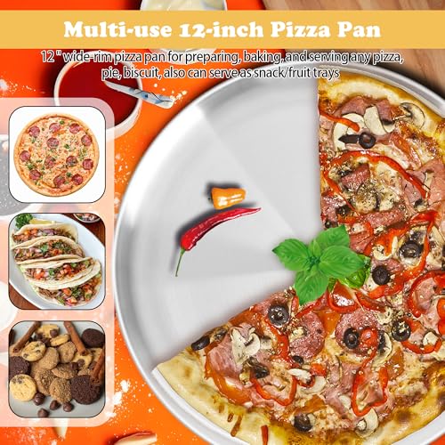 AWTBDP 12 Inch Pizza Pan Set of 3 for Oven, Non-Stick Stainless Steel Pizza Steel, Sturdy Non-Toxic Round Pizza Pans Tray for Cookie Pizza Pie Cake, Dishwasher Safe & Easy Clean - Image 5