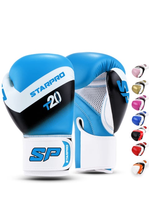 T20 Boxing Gloves Vegan Leather Gloves for Training Sparring with Waterproof Lining Breathable Mesh Hand Protection