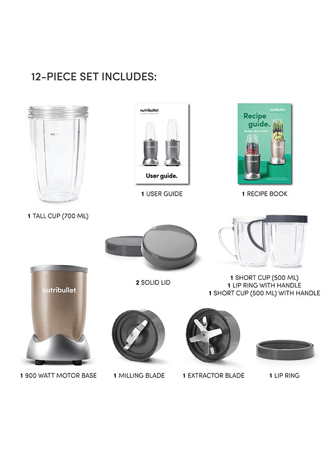 nutribullet Pro 9-Piece High-Speed Blender Mixer System 700 ml 900 W NB9-1212 Copper Grey - Image 3