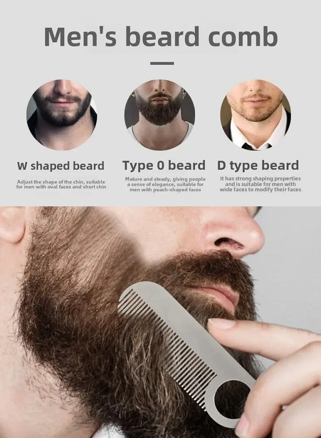 ZAFRA Beard Comb for Men – Stainless Steel Mustache & Hair Grooming Tool, Fine/Wide Teeth, Pocket-Size Anti-Static Metal with Velvet Pouch, Gift for Him - Image 3