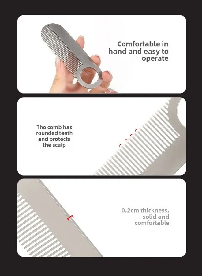 ZAFRA Beard Comb for Men – Stainless Steel Mustache & Hair Grooming Tool, Fine/Wide Teeth, Pocket-Size Anti-Static Metal with Velvet Pouch, Gift for Him - Image 4