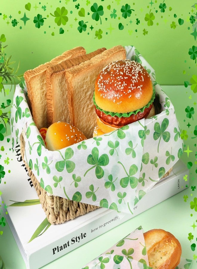 Fabllewavi 150 Sheets Shamrock Wax Paper for Food Deli, 9.8 x 8.3 inch Watercolor Seamless Clover Patterns Greaseproof Deli Sheets for Sandwich Picnic Basket Liner Irish Party Supplies (A) - Image 4