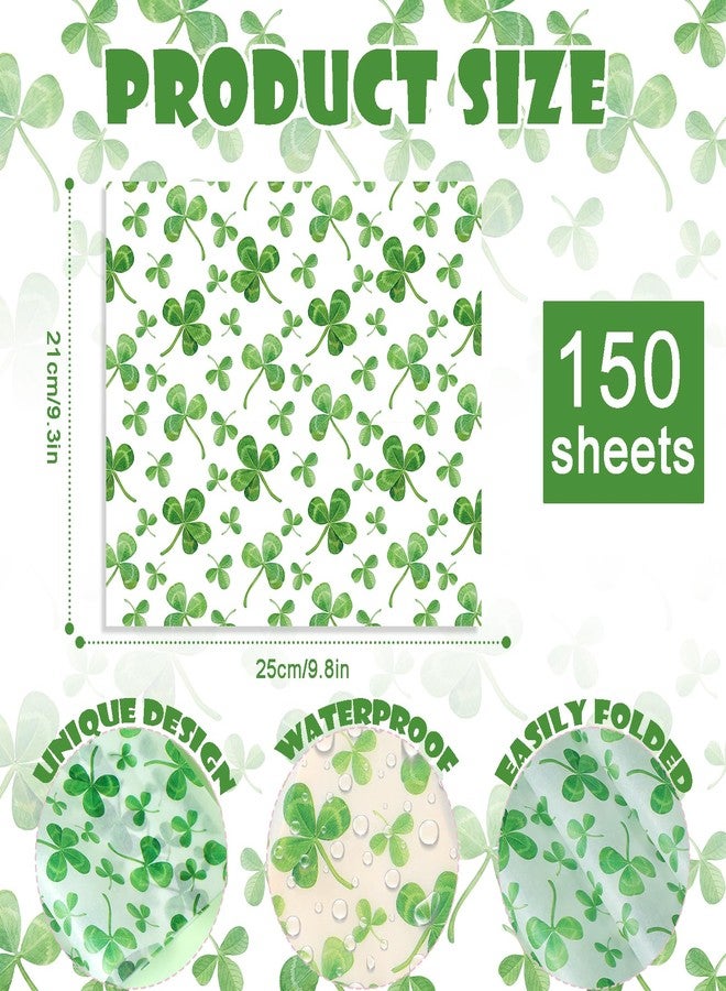 Fabllewavi 150 Sheets Shamrock Wax Paper for Food Deli, 9.8 x 8.3 inch Watercolor Seamless Clover Patterns Greaseproof Deli Sheets for Sandwich Picnic Basket Liner Irish Party Supplies (A) - Image 2