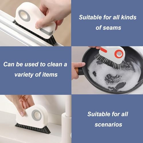 Pihuza 2 in 1 Groove Cleaning Brush for Window Track & Grout Cleaning | Hard Bristle Crevice Brush for Sliding Door Tracks, Window Sills, Seals & Corners | Multipurpose Grip Brush (Pack of 1) - Image 5