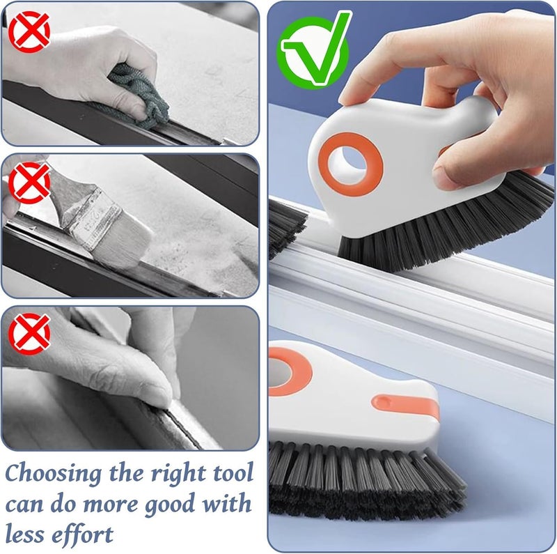 Pihuza 2 in 1 Groove Cleaning Brush for Window Track & Grout Cleaning | Hard Bristle Crevice Brush for Sliding Door Tracks, Window Sills, Seals & Corners | Multipurpose Grip Brush (Pack of 1) - Image 4