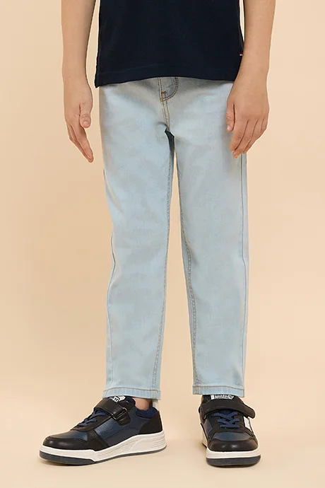 R&B Washed Straight Fit Jeans with Button Closure