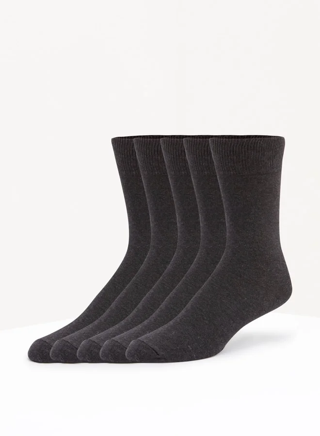 Men's Solid Calf Length Socks - Set of 5