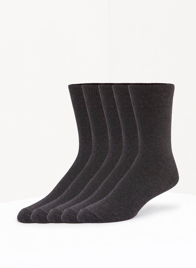 DUCHINI Men's Solid Calf Length Socks - Set of 5 - Image 1
