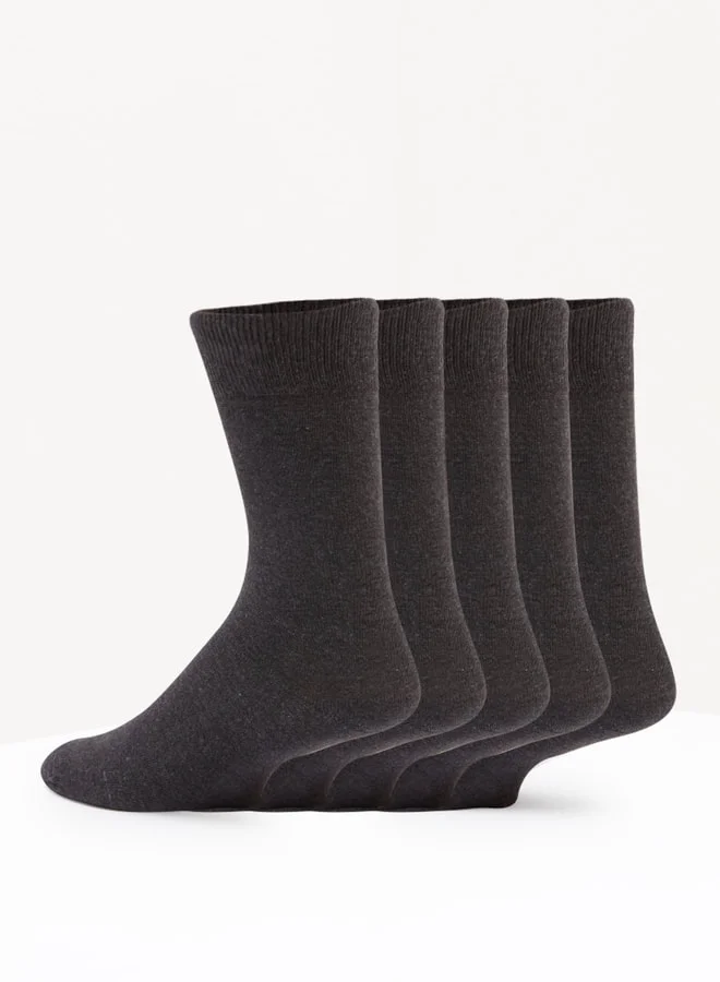 DUCHINI Men's Solid Calf Length Socks - Set of 5