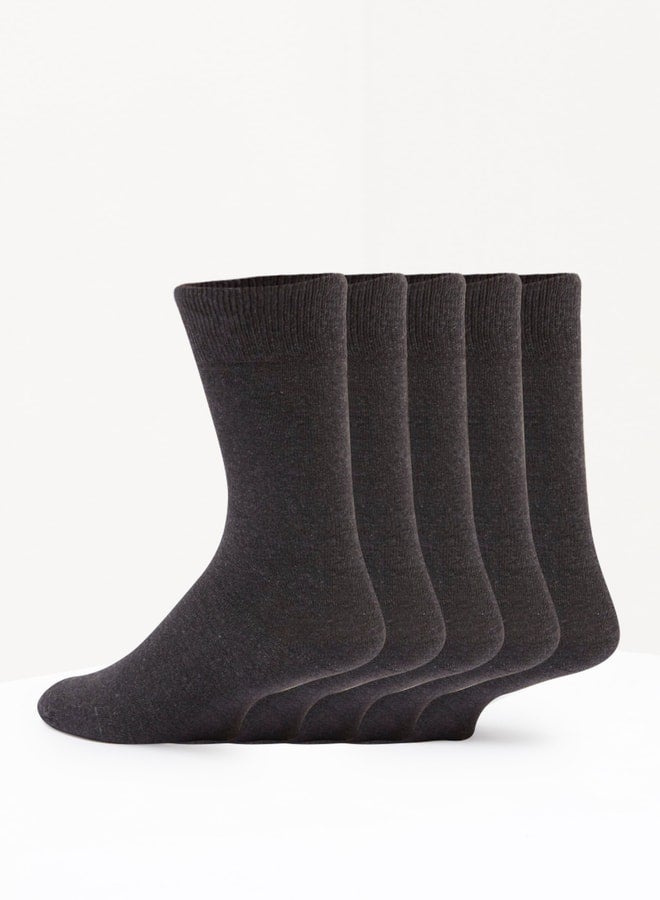 DUCHINI Men's Solid Calf Length Socks - Set of 5 - Image 2