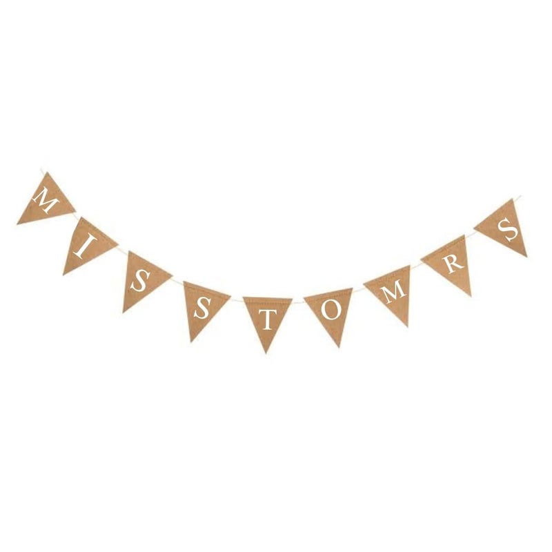 Boston Miss to Mrs Banner - bridal shower - Miss to Mrs Bunting Garland - Engaged Garland - Bridal Shower D?cor - Burlap Rustic Shower Sign - Bridal Shower Banner - hen party - Image 1