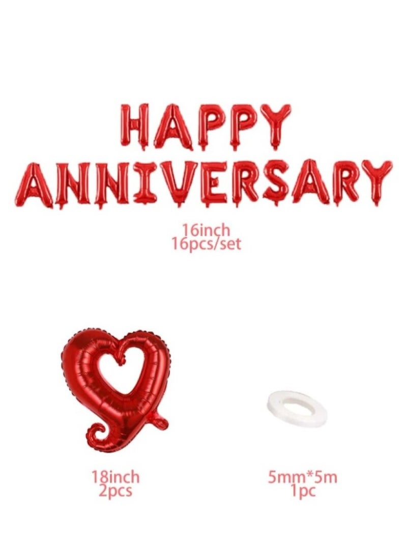 18 Pieces Of Large Red Balloons in the shape of letters for the phrase “Happy Anniversary” to decorate your anniversary party - Image 3
