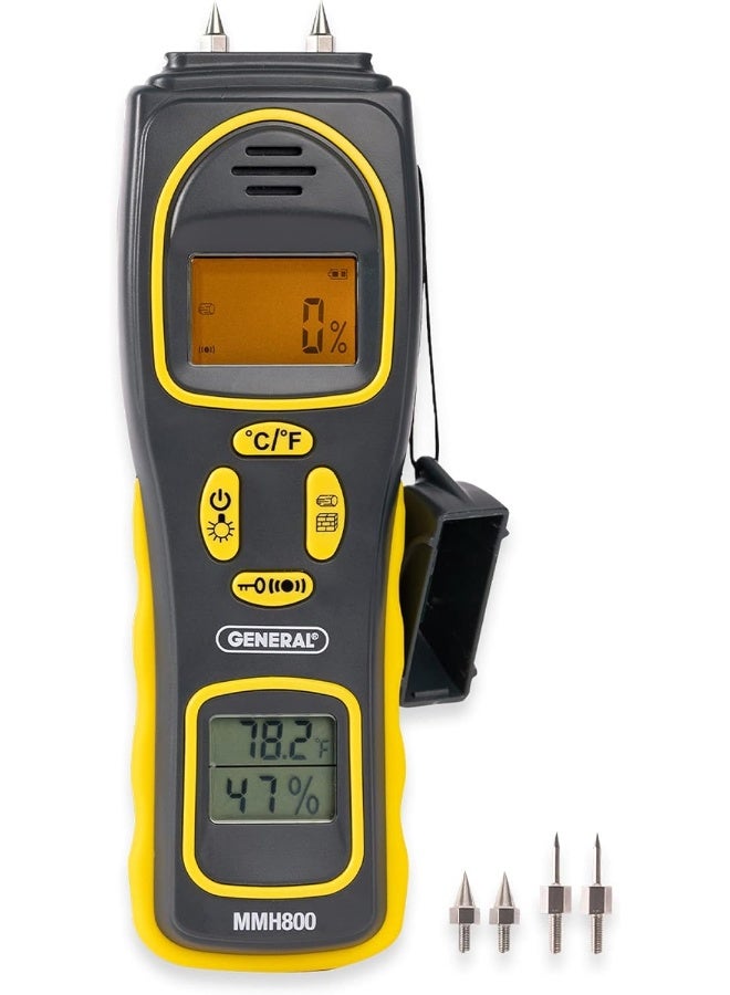 General Tools General Tools 4-In-1 Pin/Pinless Combo Moisture Meter #MMH800 - Pin/Pinless Combo Mold Detector For Home - Dual LCD Display & Audible Alarm  - Image 1