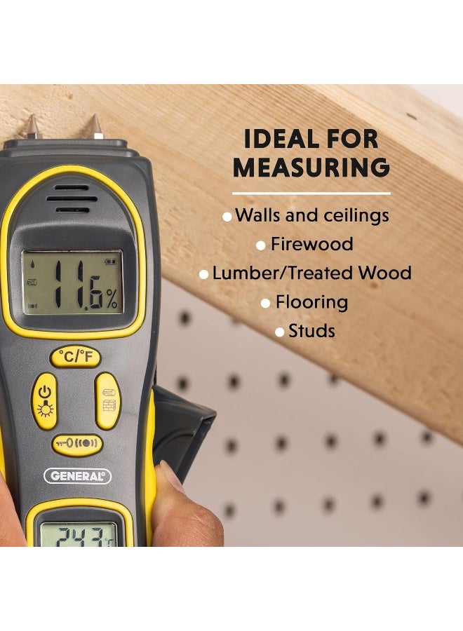 General Tools General Tools 4-In-1 Pin/Pinless Combo Moisture Meter #MMH800 - Pin/Pinless Combo Mold Detector For Home - Dual LCD Display & Audible Alarm  - Image 3