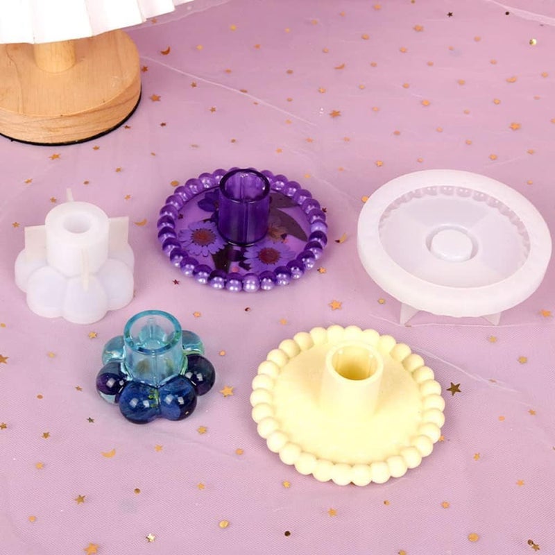 FirstTry Taper Candle Holder Resin Mold I 3D Round Polka Dot Shape Candlestick Epoxy Casting Silicone Mould I Concrete Molds I for DIY Handmade Plaster Lipstick Pen Holder Flowers Plants Décor (A) - Image 3